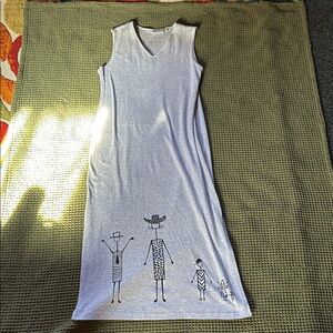 Vintage 90s Alexandra Lee Dress Grey Sleeveless Maxi